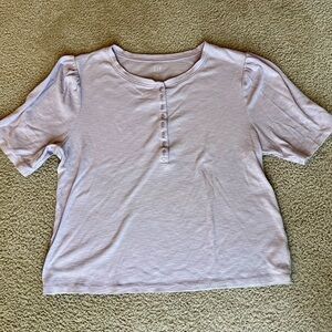GAP Ribbed Henley Tee in Soft Lilac